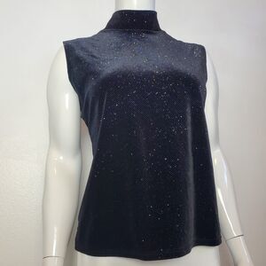 Vintage 90s Nicola Black Mock Neck Rhinestone Tank